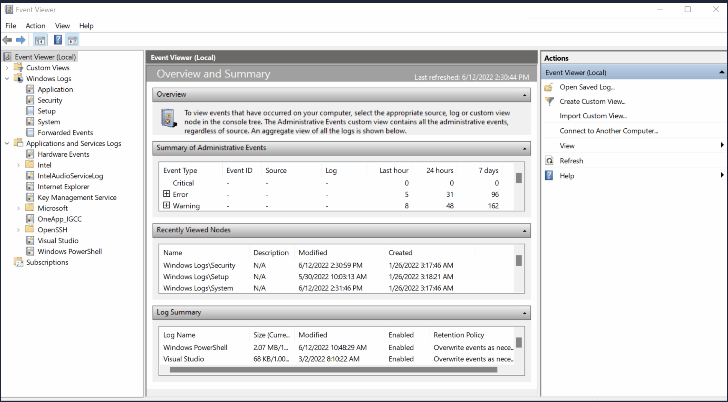 Windows Event Viewer