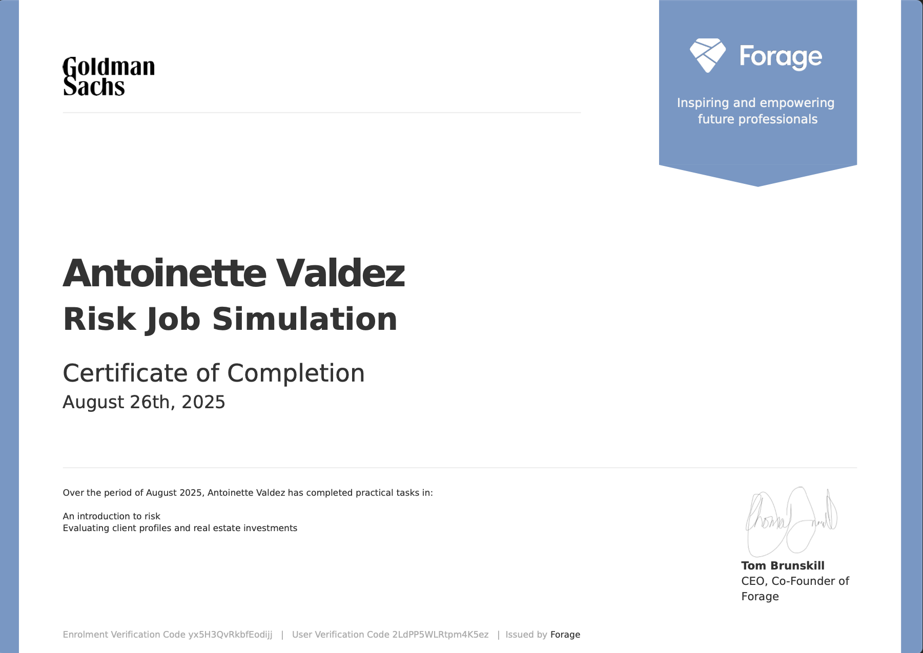 Goldman Sachs Risk Simulation